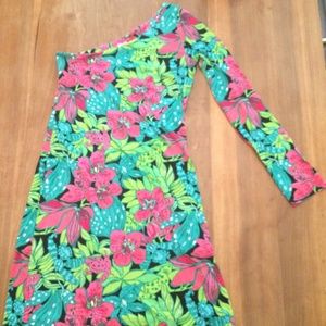 Lily Pulitzer Asymmetrical LS Floral Dress Small